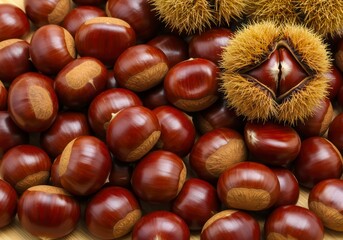 Plump and glossy Japanese chestnuts, a perfect healthy snack for the fall season.