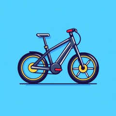 Fototapeta premium Black Electric Bicycle Illustration on Blue Background
