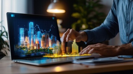 Glowing Cityscape at Night   Vibrant Urban Skyline with Illuminated Skyscrapers and Towers Representing the Progress Innovation and Dynamic Growth of a Modern Metropolis