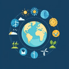 Naklejka premium Global Renewable Energy Sources Illustration