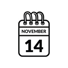 November 14 Calendar icon vector illustration.