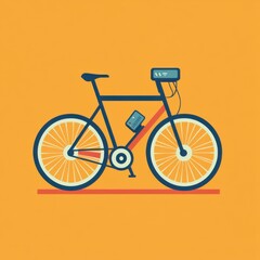 Fototapeta premium Minimalist Illustration of an Electric Bicycle on Orange Background