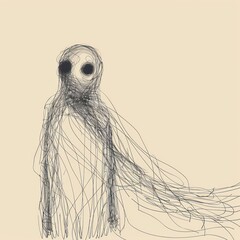 Ghost drawing animal sketch.
