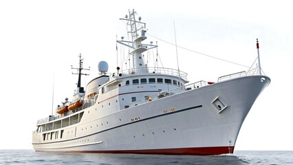 Fototapeta premium Sleek White Yacht Floating on Calm Waters