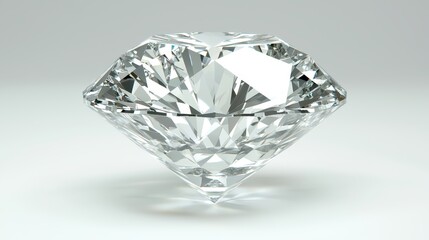 Sparkling Clear Diamond Gemstone in Elegant Display on Light Background