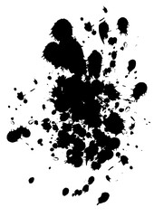 Black ink splatter isolated on a white background, Dirty artistic design elements 