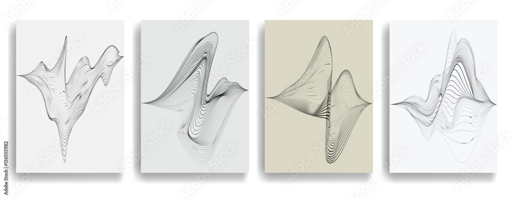 Fototapete Abstract flow Lines Background . Wavy Stripes . Striped linear pattern . Poster collection with smooth lines .Brochures set with wave lines .Vector .
