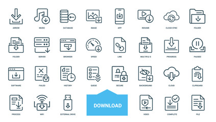download symbol icons, arrows music notes databases images application symbols, paused progress failed software