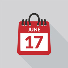 June 17 Calendar icon vector illustration.