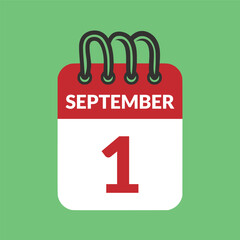 September 1 Calendar icon vector illustration.
