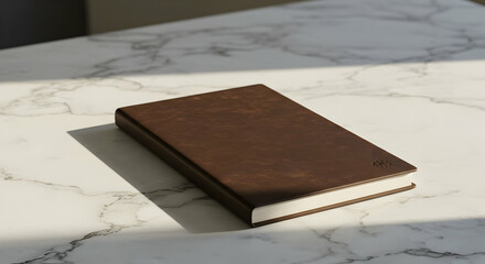 Brown Leather Notebook On Marble Surface