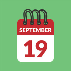 September 19 Calendar icon vector illustration.