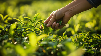 tea plantation, person collecting tea