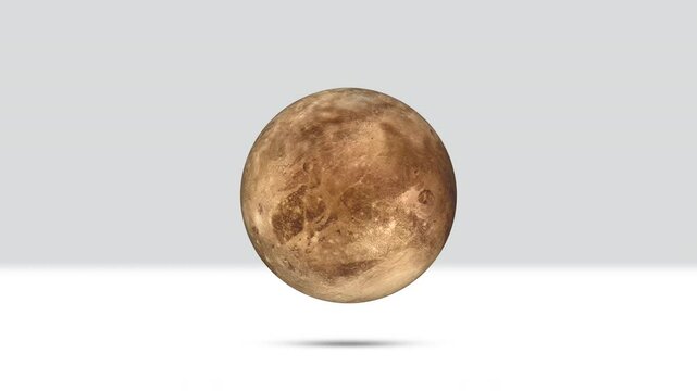 Pluto - Rotating 3D Planet On Light Grey Background Loop