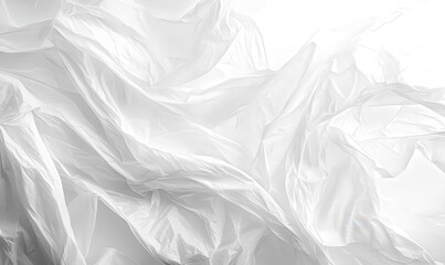 Obraz premium Crumpled translucent white plastic texture with flowing waves of light.