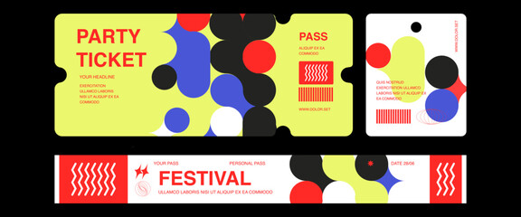 Control ticket bracelets for events, disco, festival, fan zone, party, staff. Vector mockup of a festival bracelet in a futuristic style.
