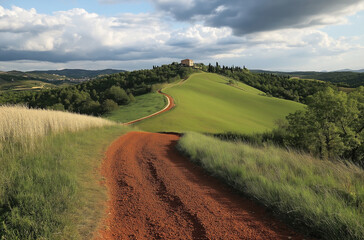 Pilgrimage across the sienna clay footpath evokes ancient charm and earthy elegance in every step
