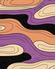 Obraz premium Colorful Abstract Wood Grain Patterns in Wavy Design