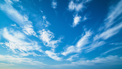 Beautiful Blue Sky, White Clouds, Nature, Weather, Atmosphere, Air, Serenity, Peace, Daylight, Heave