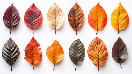 Autumn Leaf Collection Colorful Fall Foliage Natural Dried Leaves Seasonal Botanical Arrangement High Resolution Image Perfect for Print and Web      