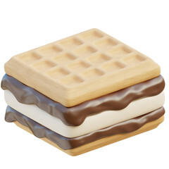 Delicious Ice Cream Sandwich 3D Illustration