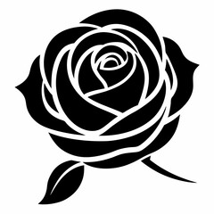 rose silhouette icon on white background 