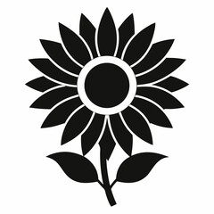sunflower silhouette icon on white background 
