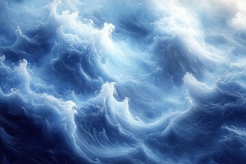 Delicate Swirls of Varying Shades of Blue Create a Mesmerizing Abstract Composition on a Soft Blue Backdrop