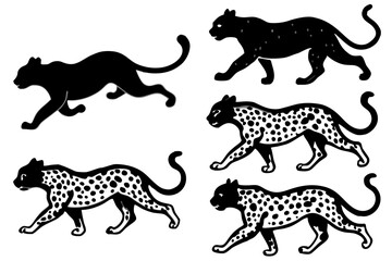 set of Leopard silhouette vector illustration