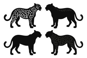 set of Leopard silhouette vector illustration