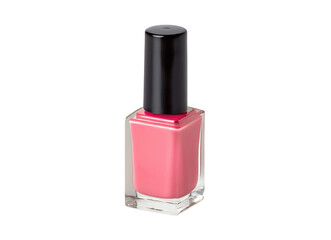 Obraz premium Pink nail polish bottle isolated on a white transparent background, high-quality PNG cutout, perfect for product displays and design projects