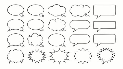 Obraz premium Hand Drawn Set of Speech Bubbles with Various Designs for Communication and Dialogue