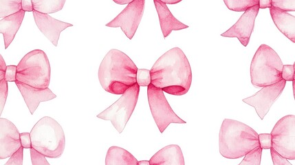 Set of Pink gift bow in watercolor style isolated on color background,Watercolor painting Coquette ribbon bow,Hand drawing decorative bow elements vector illustration,copy space for text.