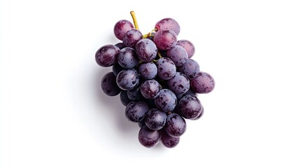 Fresh purple grapes bunch isolated white background food photography