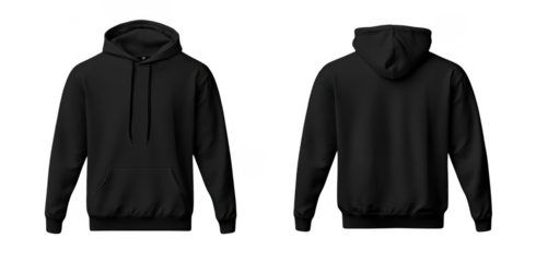Black hoodie mockup template on a white background, png