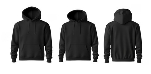 Black hoodie mockup template on a white background, png