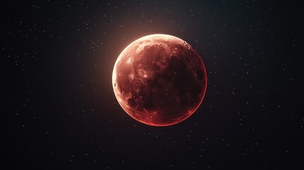 Obraz premium Red moon in night sky, cosmic event, celestial view, potential stock photography
