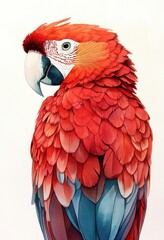 Obraz premium A Colorful Watercolor Painting Depicts A Stunning Parrot Bird