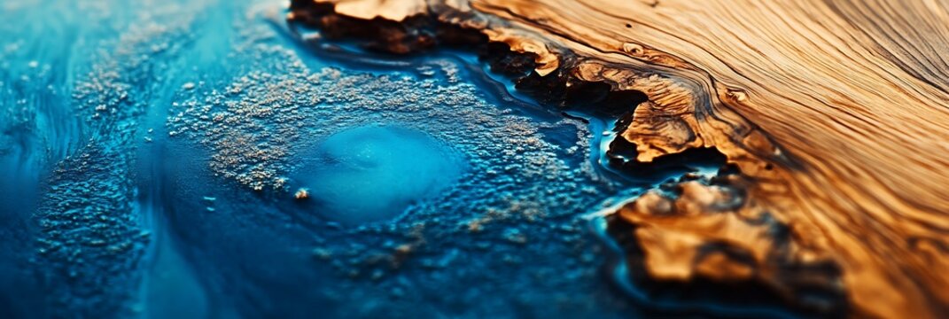Casting epoxy resin Stabilizing Leza burl wood abstract art background texture. Top view of wood.