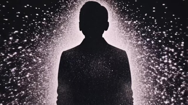 Person emerging from darkness and glowing, symbolizing the triumph of light over darkness