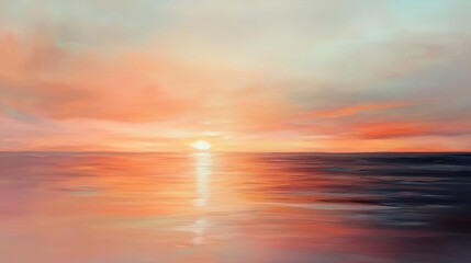 Serene sunset over calm ocean water.