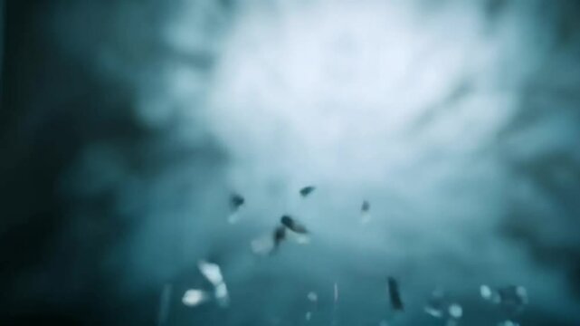 Fragmented face shedding glass shards, symbolizing new beginnings and starting over
