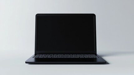 Fototapeta premium Modern black laptop on plain background