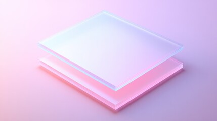 Layered translucent shapes create harmonious blend of soft color