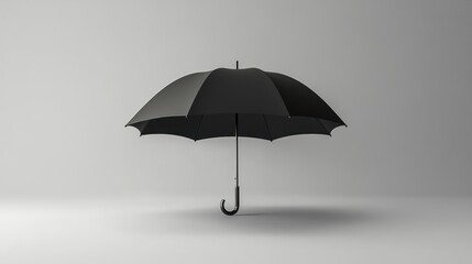 Black umbrella on plain white background. Possible use Stock photography