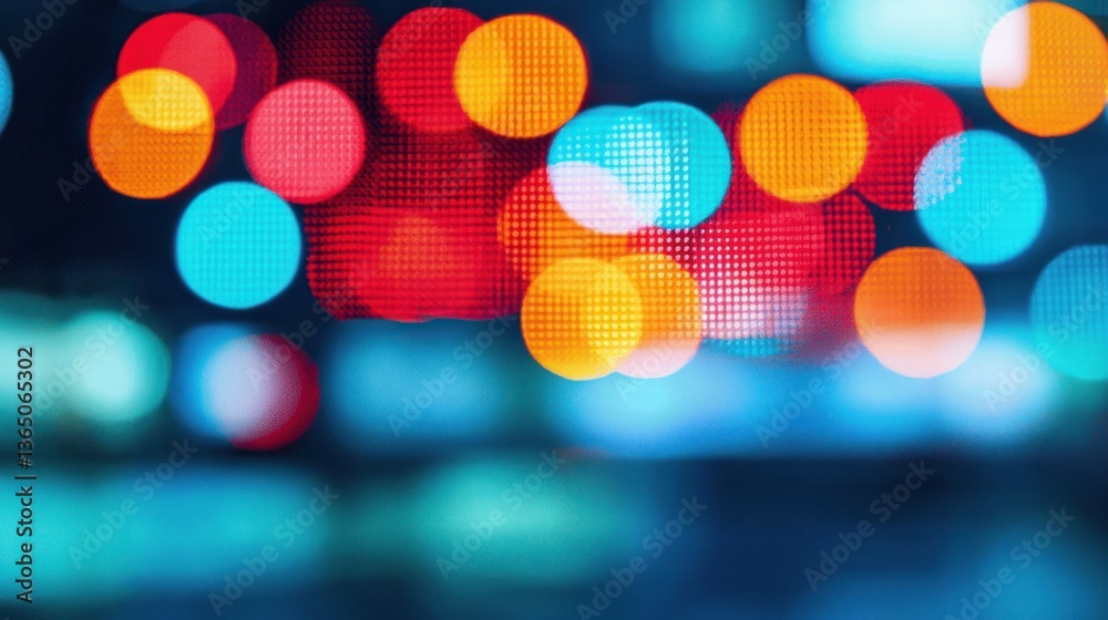 Poster Abstract Colorful Bokeh Lights in a Night Scene with Blurred Background and Vibrant Shapes