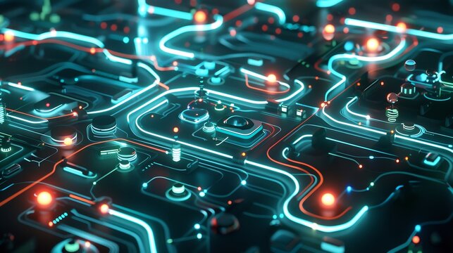 Futuristic service escalation system visualization featuring glowing pathways of automated support crisis resolution AI driven response strategies