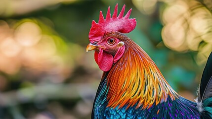 Fototapeta premium Majestic Rooster Symbolizing the Rhythm of Farm Life and the Eternal Cycle of Nature