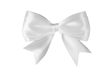 white silver ribbon bow knot isolated on white or transparent png