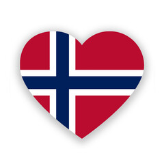 Obraz premium Norway national flag in heart shape isolated on white. Illustration